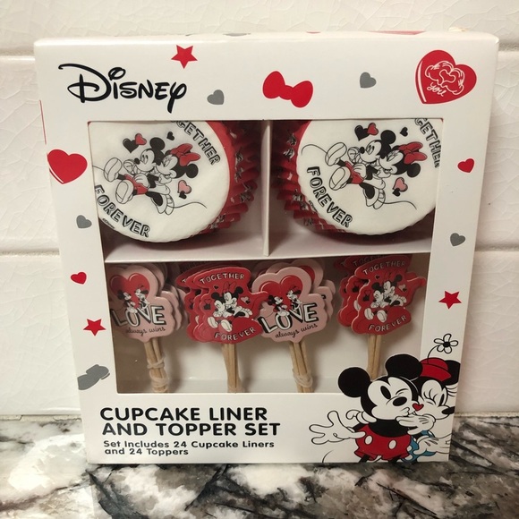 New Disney Minnie Mickey Mouse Cupcake Liners & Topper Set  - Valentines Day - Picture 6 of 6